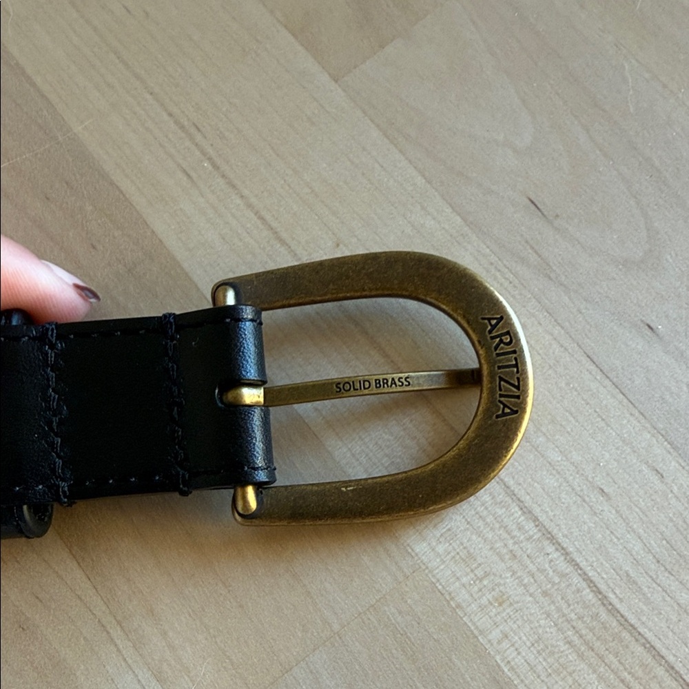 Aritzia Leather Belt Solid Brass - Picture 4 of 6